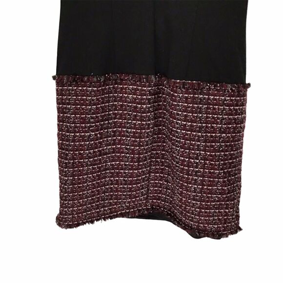 Karl Lagerfeld Paris Colorblock Tweed Tie-Neck Short Dress Black, Burgundy Sz 10 - Picture 7 of 8